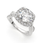 Celestina Round Cut Halo Pave Split Shank Engagement Ring Setting - Nivetta